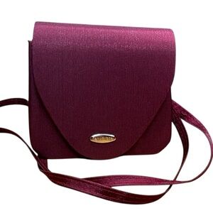 Crossbody Bag/ Wallet In Burgundy New 5”x 4.5” Flap Closure Gold Tone